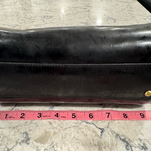 Tiffany & Fred Paris Patent Leather Top-Handle Tote Women's Black Handbag Scuffs - Picture 13 of 15